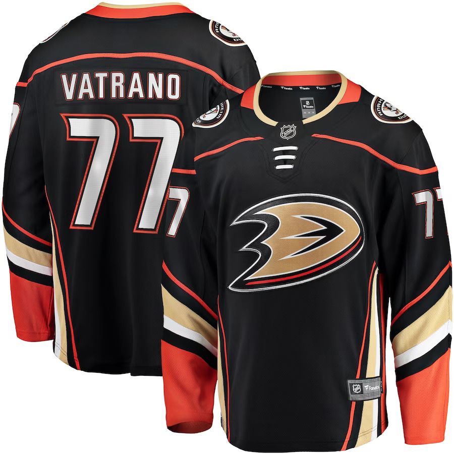 Men Anaheim Ducks #77 Frank Vatrano Fanatics Branded Black Home Breakaway Player NHL Jersey